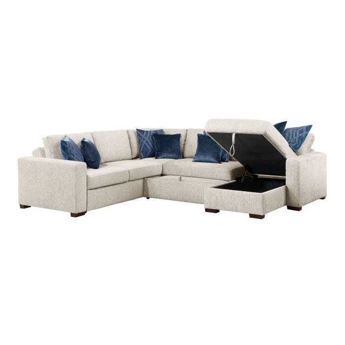 8548BE*5SC15ACLA (5)4-Piece Sectional with Reversible Chaise, Pull-out Bed, Hidden Storage and Click Motion Back - 8548BE*5SC15ACLA