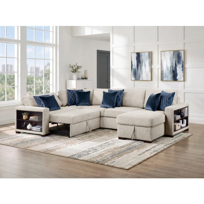 8548BE*5SC15ACLA2 (5)4-Piece Sectional with Reversible Chaise, Pull-out Bed, Hidden Storage and Click Motion Back - 8548BE*5SC15ACLA2