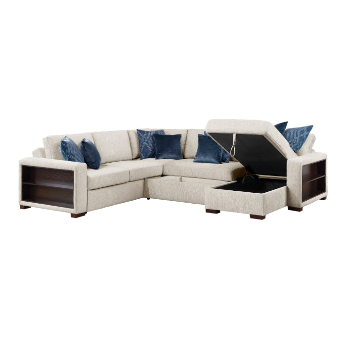 8548BE*5SC15ACLA2 (5)4-Piece Sectional with Reversible Chaise, Pull-out Bed, Hidden Storage and Click Motion Back - 8548BE*5SC15ACLA2
