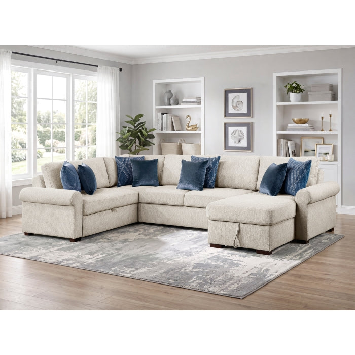 8548BE*5SC15ACLA4 (5)4-Piece Sectional with Reversible Chaise, Pull-out Bed, Hidden Storage and Click Motion Back - 8548BE*5SC15ACLA4