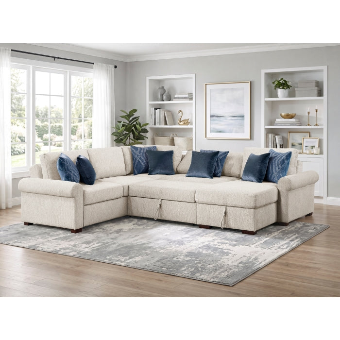 8548BE*5SC15ACLA4 (5)4-Piece Sectional with Reversible Chaise, Pull-out Bed, Hidden Storage and Click Motion Back - 8548BE*5SC15ACLA4