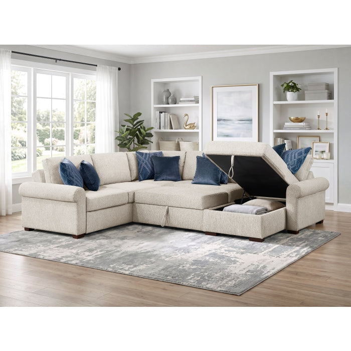 8548BE*5SC15ACLA4 (5)4-Piece Sectional with Reversible Chaise, Pull-out Bed, Hidden Storage and Click Motion Back - 8548BE*5SC15ACLA4