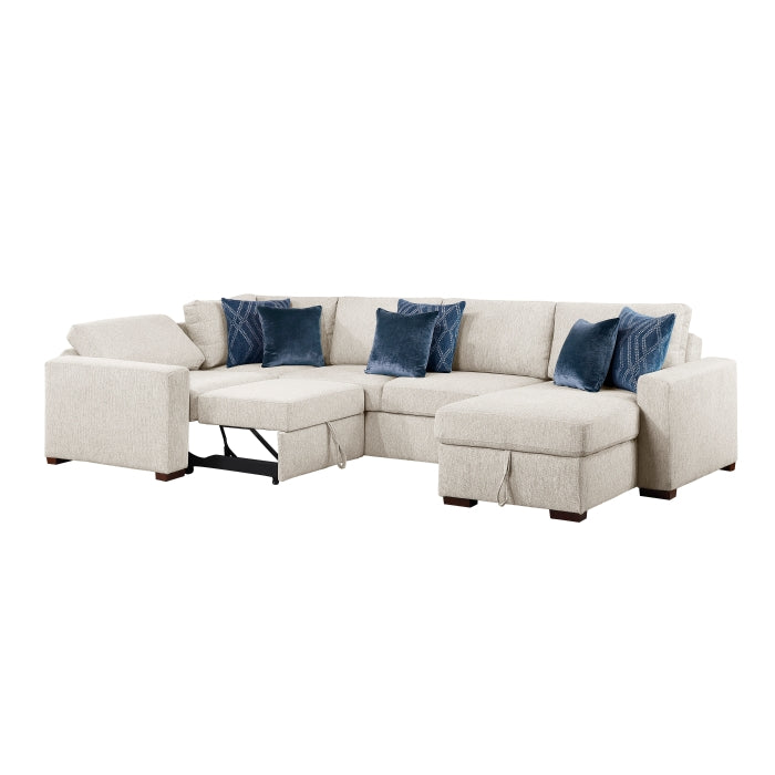 8548BE*5SCACCLA (5)4-Piece Sectional with Reversible Chaise, Pull-out Bed, Hidden Storage and Click Motion Back - 8548BE*5SCACCLA