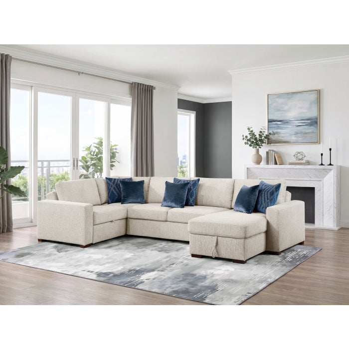 8548BE*5SCACCLA (5)4-Piece Sectional with Reversible Chaise, Pull-out Bed, Hidden Storage and Click Motion Back - 8548BE*5SCACCLA