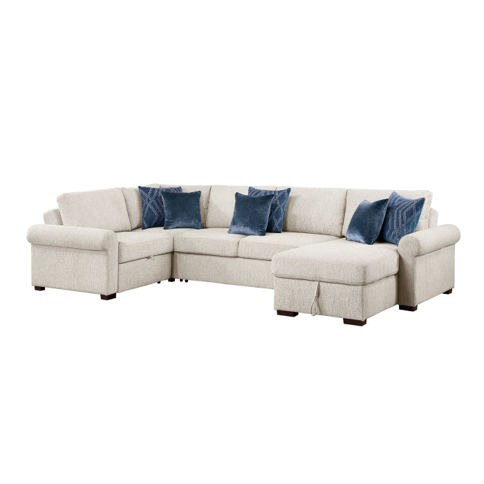8548BE*5SCACCLA4 (5)4-Piece Sectional with Reversible Chaise, Pull-out Bed, Hidden Storage and Click Motion Back - 8548BE*5SCACCLA4