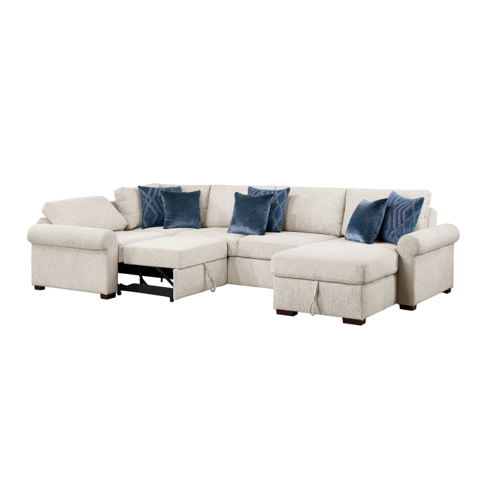 8548BE*5SCACCLA4 (5)4-Piece Sectional with Reversible Chaise, Pull-out Bed, Hidden Storage and Click Motion Back - 8548BE*5SCACCLA4
