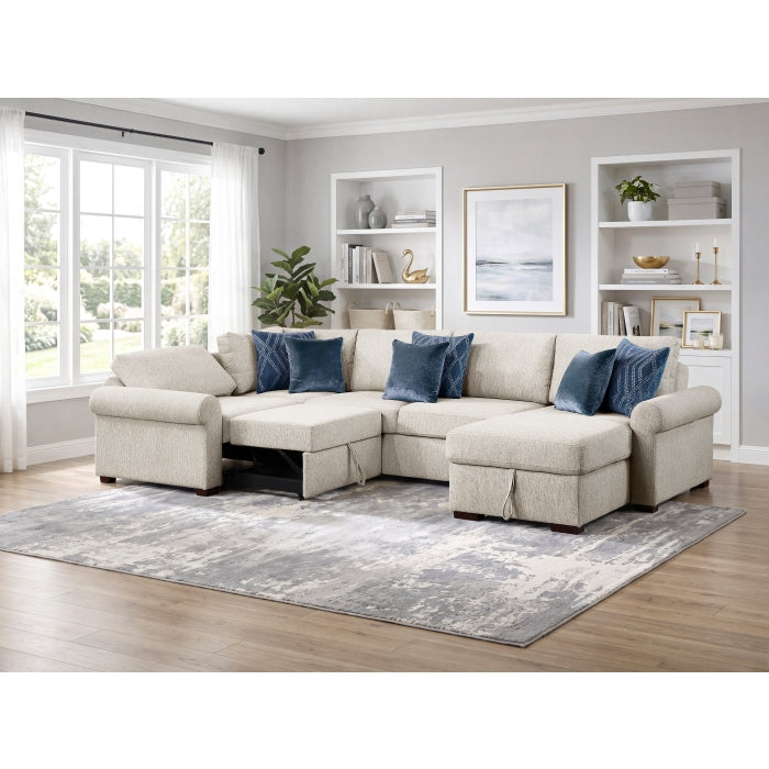 8548BE*5SCACCLA4 (5)4-Piece Sectional with Reversible Chaise, Pull-out Bed, Hidden Storage and Click Motion Back - 8548BE*5SCACCLA4