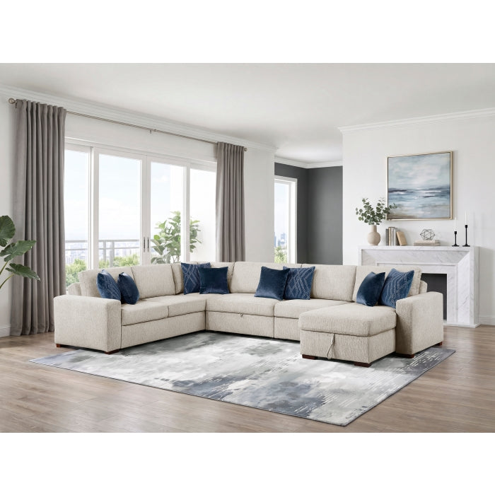 8548BE*6SC15ACLA (6)5-Piece Sectional with Reversible Chaise, Pull-out Bed, Hidden Storage and Click Motion Back - 8548BE*6SC15ACLA