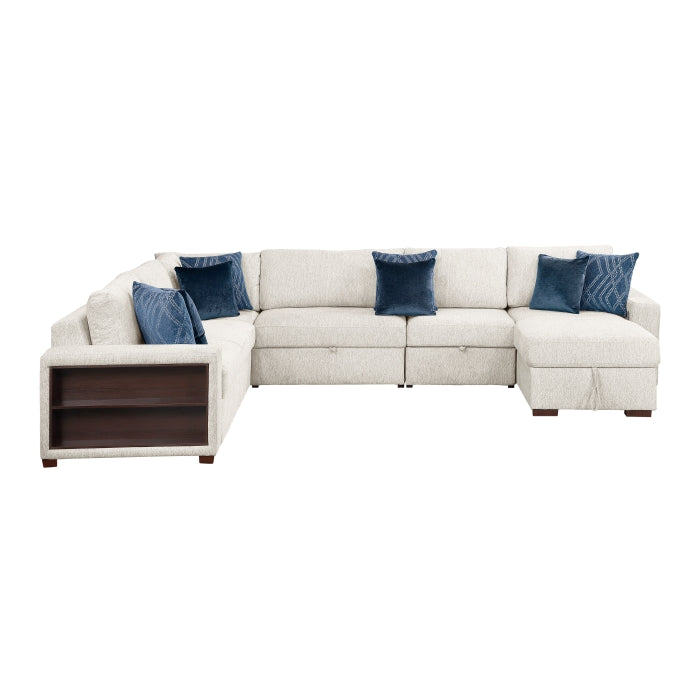8548BE*6SC15ACLA2 (6)5-Piece Sectional with Reversible Chaise, Pull-out Bed, Hidden Storage and Click Motion Back - 8548BE*6SC15ACLA2