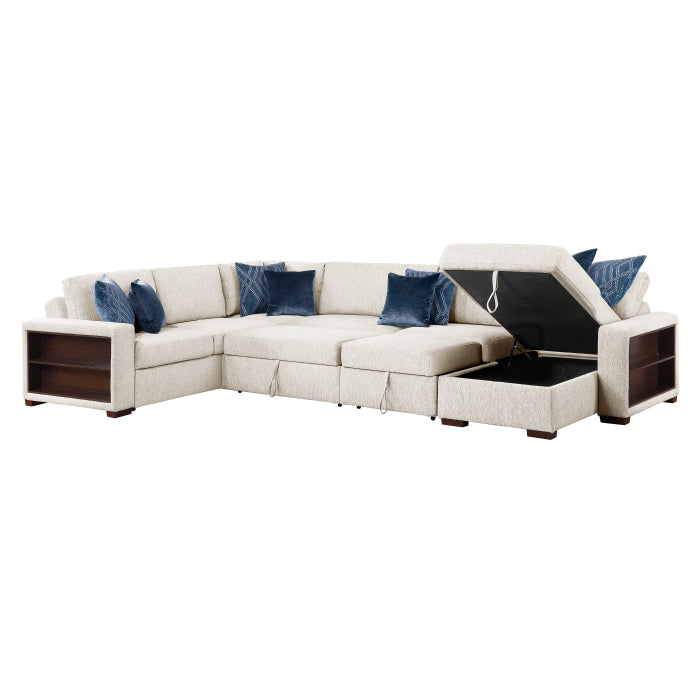 8548BE*6SC15ACLA2 (6)5-Piece Sectional with Reversible Chaise, Pull-out Bed, Hidden Storage and Click Motion Back - 8548BE*6SC15ACLA2