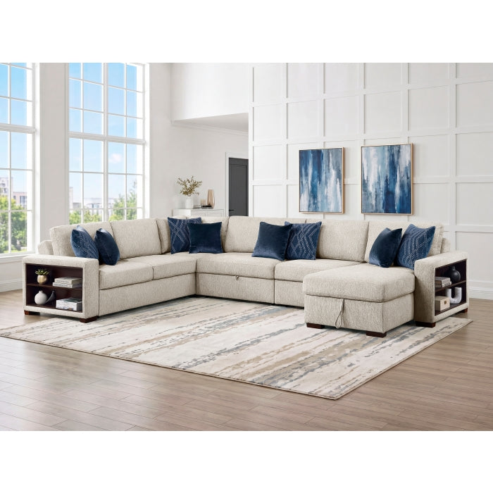 8548BE*6SC15ACLA2 (6)5-Piece Sectional with Reversible Chaise, Pull-out Bed, Hidden Storage and Click Motion Back - 8548BE*6SC15ACLA2