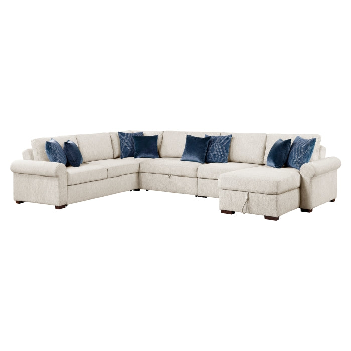 8548BE*6SC15ACLA4 (6)5-Piece Sectional with Reversible Chaise, Pull-out Bed, Hidden Storage and Click Motion Back - 8548BE*6SC15ACLA4