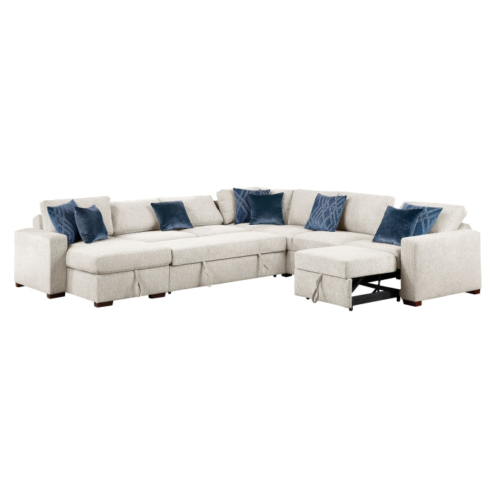 8548BE*6SCACCLA (6)5-Piece Sectional with Reversible Chaise, Pull-out Bed, Hidden Storage and Click Motion Back - 8548BE*6SCACCLA