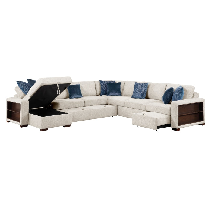 8548BE*6SCACCLA2 (6)5-Piece Sectional with Reversible Chaise, Pull-out Bed, Hidden Storage and Click Motion Back - 8548BE*6SCACCLA2