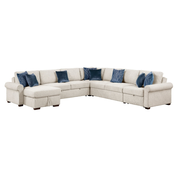 8548BE*6SCACCLA4 (6)5-Piece Sectional with Reversible Chaise, Pull-out Bed, Hidden Storage and Click Motion Back - 8548BE*6SCACCLA4