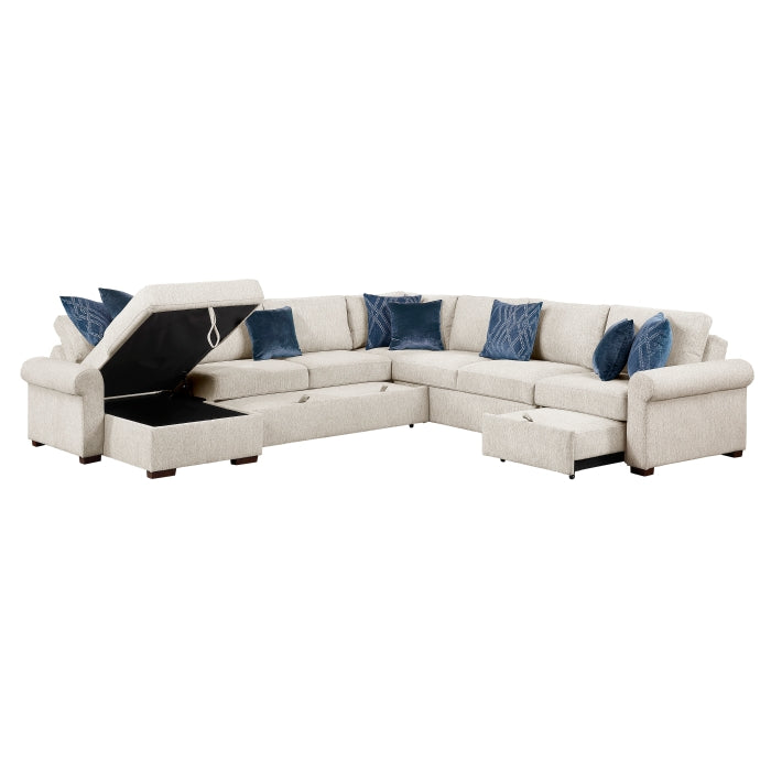 8548BE*6SCACCLA4 (6)5-Piece Sectional with Reversible Chaise, Pull-out Bed, Hidden Storage and Click Motion Back - 8548BE*6SCACCLA4