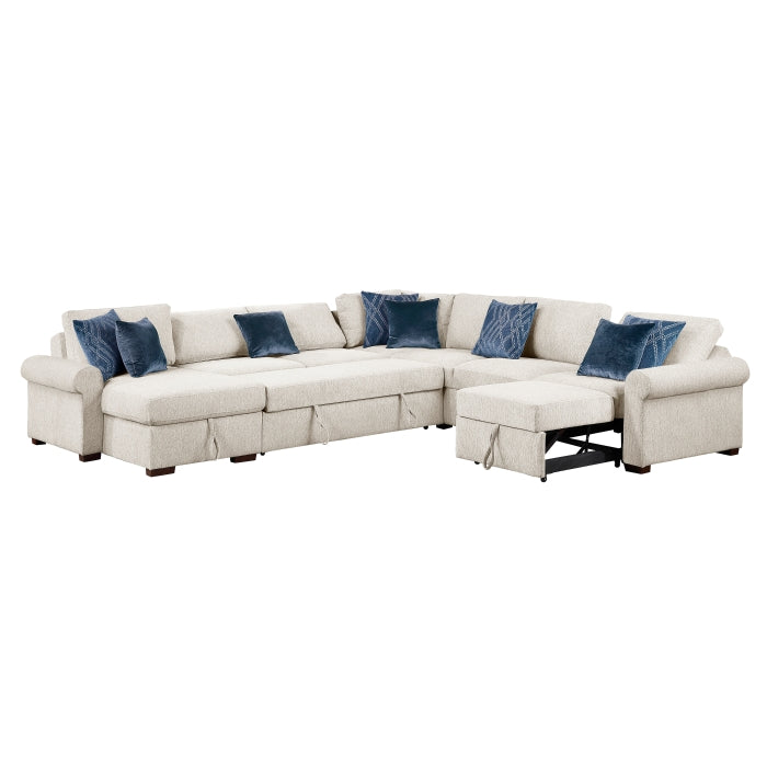 8548BE*6SCACCLA4 (6)5-Piece Sectional with Reversible Chaise, Pull-out Bed, Hidden Storage and Click Motion Back - 8548BE*6SCACCLA4