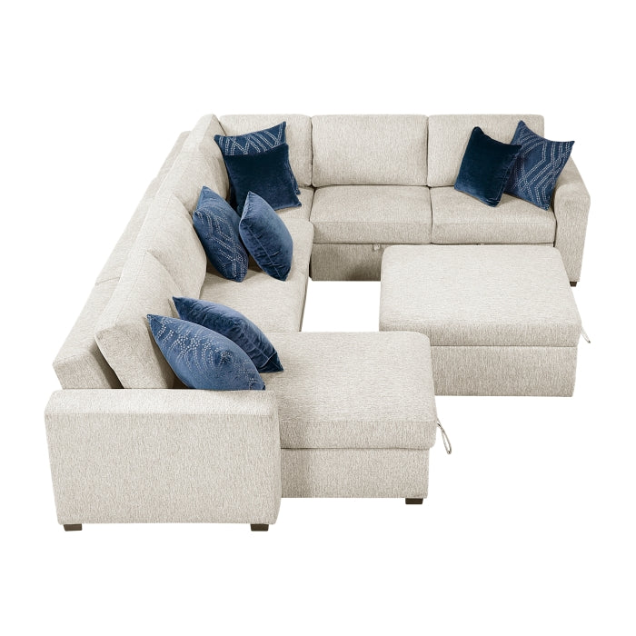8548BE*6VC2ACR2ACLAOT (6)5-Piece Sectional with Reversible Chaise, Pull-out Bed, Hidden Storage and Ottoman - 8548BE*6VC2ACR2ACLAOT