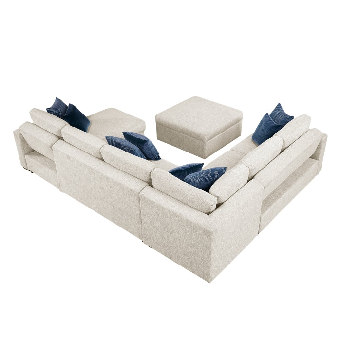 8548BE*6VC2ACR2ACLAOT (6)5-Piece Sectional with Reversible Chaise, Pull-out Bed, Hidden Storage and Ottoman - 8548BE*6VC2ACR2ACLAOT
