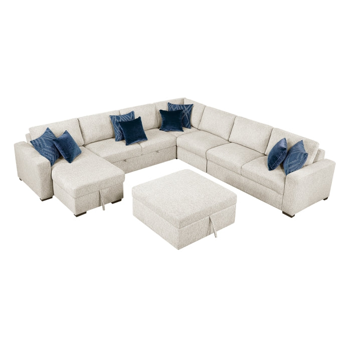 8548BE*7VC2ACR2ACLACAOT (7)6-Piece Sectional with Reversible Chaise, Pull-out Bed, Hidden Storage and Ottoman - 8548BE*7VC2ACR2ACLACAOT
