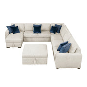 8548BE*7VC2ACR2ACLACAOT (7)6-Piece Sectional with Reversible Chaise, Pull-out Bed, Hidden Storage and Ottoman - 8548BE*7VC2ACR2ACLACAOT