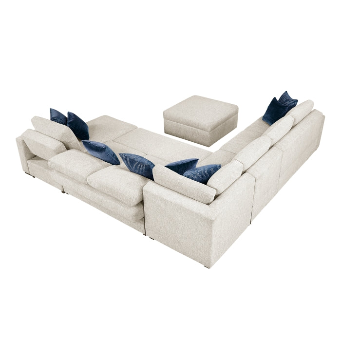 8548BE*7VC2ACR2ACLACAOT (7)6-Piece Sectional with Reversible Chaise, Pull-out Bed, Hidden Storage and Ottoman - 8548BE*7VC2ACR2ACLACAOT