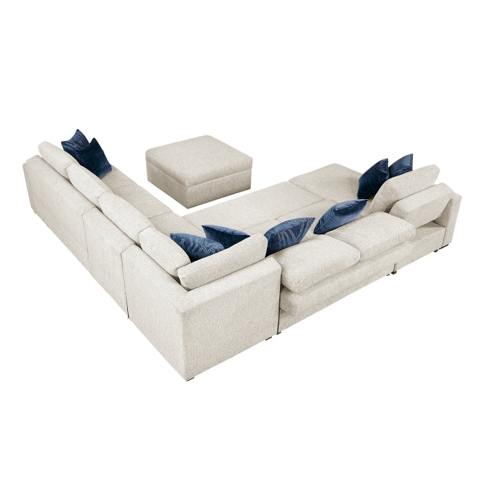 8548BE*7VC2ACR2ACLACAOT (7)6-Piece Sectional with Reversible Chaise, Pull-out Bed, Hidden Storage and Ottoman - 8548BE*7VC2ACR2ACLACAOT