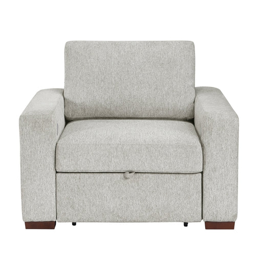8548GY-2ACCLA2* Convertible Chair with Pull-out Bed, Click Motion Back, Two Arms with Shelves and Charging Ports - 8548GY-2ACCLA2*