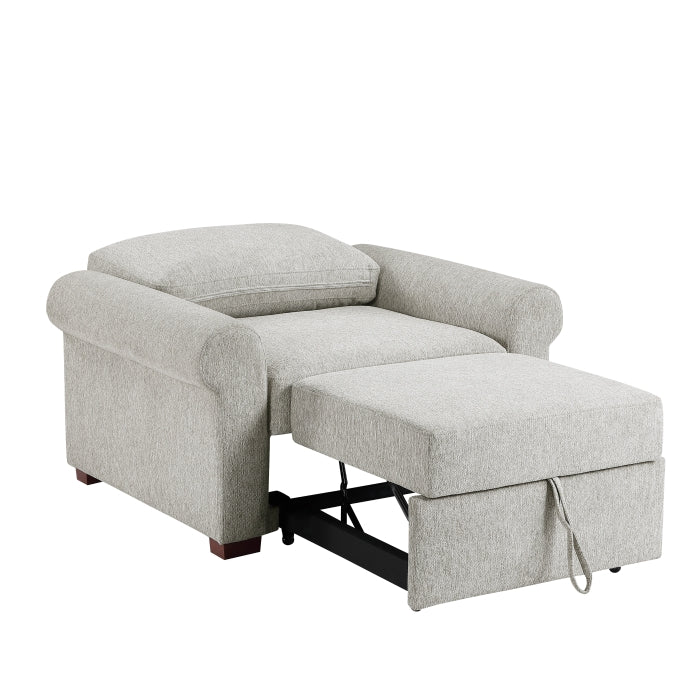 8548GY-2ACCLA4* Convertible Chair with Pull-out Bed, Click Motion Back and Two Roll Arms - 8548GY-2ACCLA4*