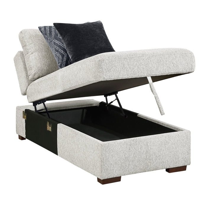 8548GY*2VCA Convertible Chaise Lounge with Arms and Hidden Storage, Click Motion Back - 8548GY*2VCA