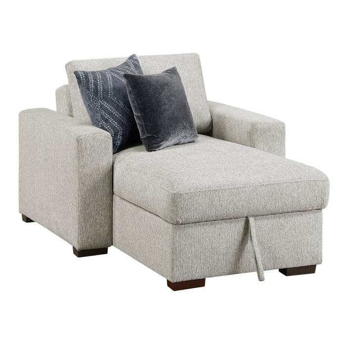 8548GY*2VCA Convertible Chaise Lounge with Arms and Hidden Storage, Click Motion Back - 8548GY*2VCA