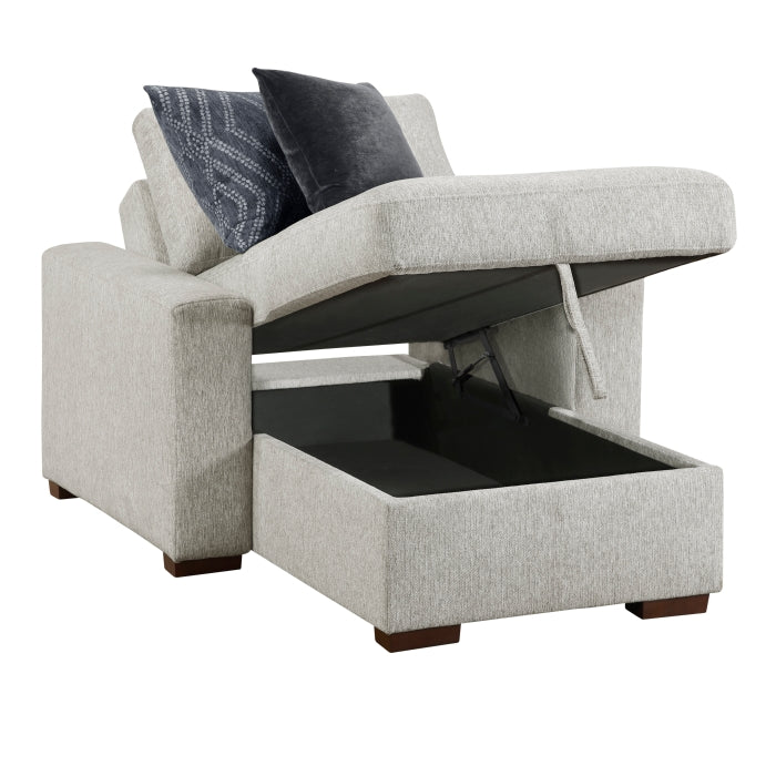 8548GY*2VCA Convertible Chaise Lounge with Arms and Hidden Storage, Click Motion Back - 8548GY*2VCA