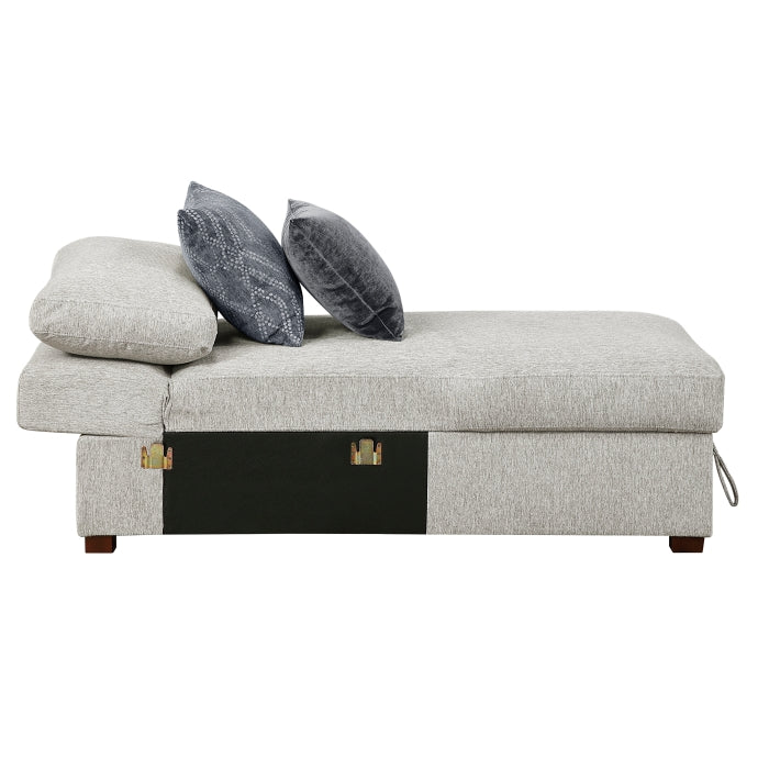 8548GY*2VCA Convertible Chaise Lounge with Arms and Hidden Storage, Click Motion Back - 8548GY*2VCA
