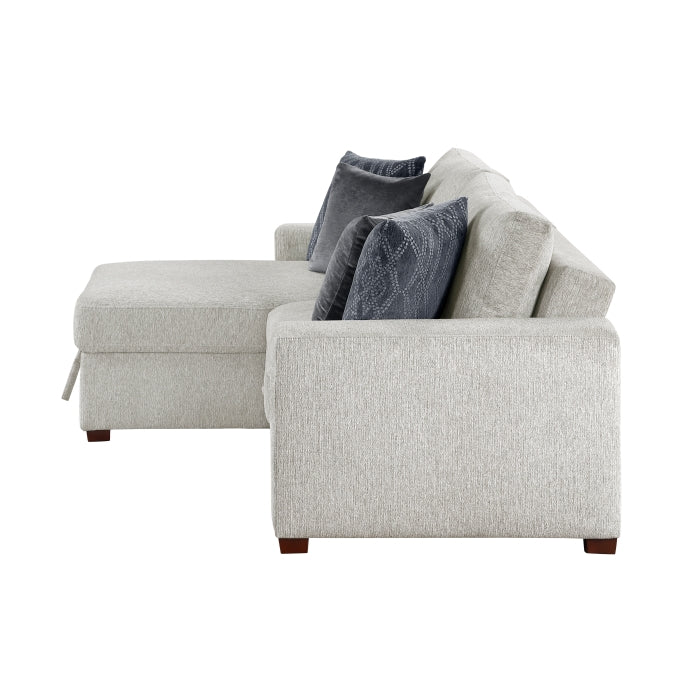 8548GY*3VC15ACLA 2-Piece Sectional with Reversible Chaise, Pull-out Bed and Hidden Storage, Click Motion Back - 8548GY*3VC15ACLA