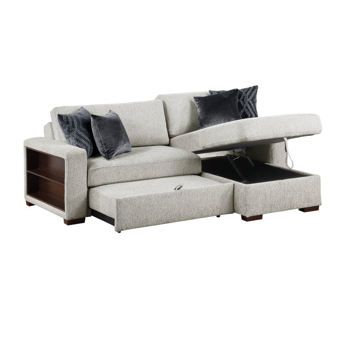 8548GY*3VC15ACLA2 2-Piece Sectional with Reversible Chaise, Pull-out Bed and Hidden Storage, Click Motion Back - 8548GY*3VC15ACLA2