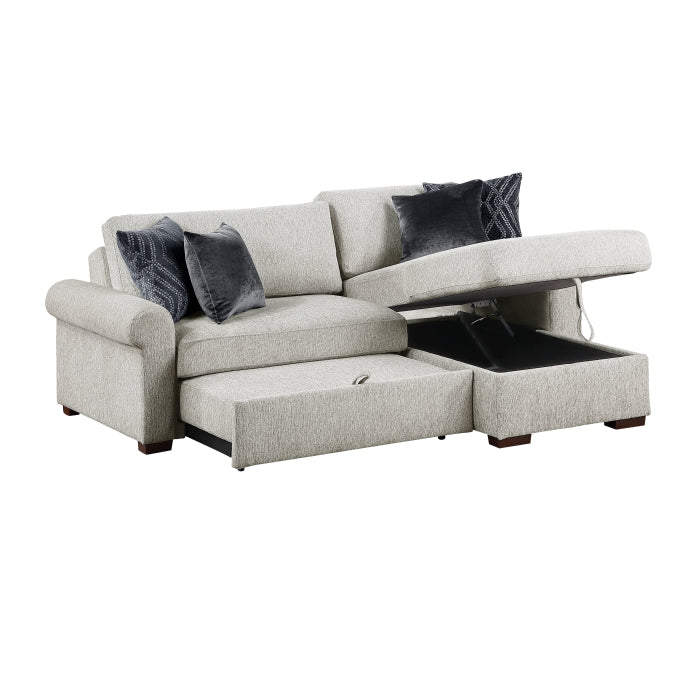 8548GY*3VC15ACLA4 2-Piece Sectional with Reversible Chaise, Pull-out Bed and Hidden Storage, Click Motion Back - 8548GY*3VC15ACLA4