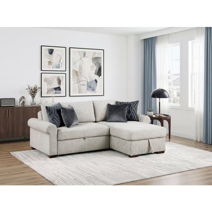 8548GY*3VC15ACLA4 2-Piece Sectional with Reversible Chaise, Pull-out Bed and Hidden Storage, Click Motion Back - 8548GY*3VC15ACLA4