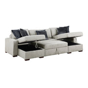 8548GY*4VC15ACLA (4)3-Piece Sectional with Two Reversible Chaises, Pull-out Bed, Hidden Storage, Click Motion Back and Two Track Arms - 8548GY*4VC15ACLA