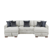 8548GY*4VC15ACLA (4)3-Piece Sectional with Two Reversible Chaises, Pull-out Bed, Hidden Storage, Click Motion Back and Two Track Arms - 8548GY*4VC15ACLA