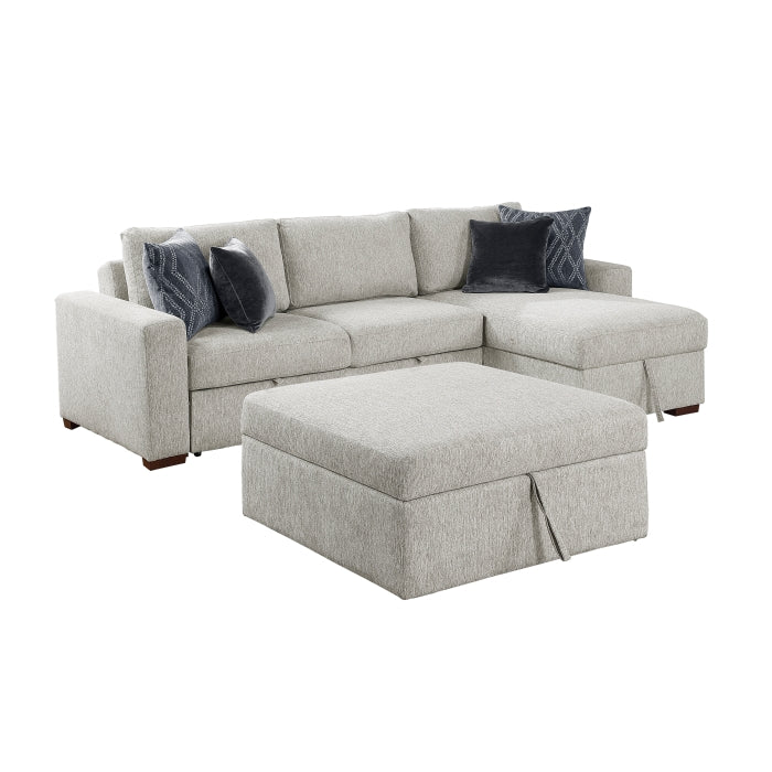 8548GY*4VC2ACLAOT 3-Piece Sectional with Reversible Chaise, Pull-out Bed, Hidden Storage and Ottoman, Click Motion Back - 8548GY*4VC2ACLAOT