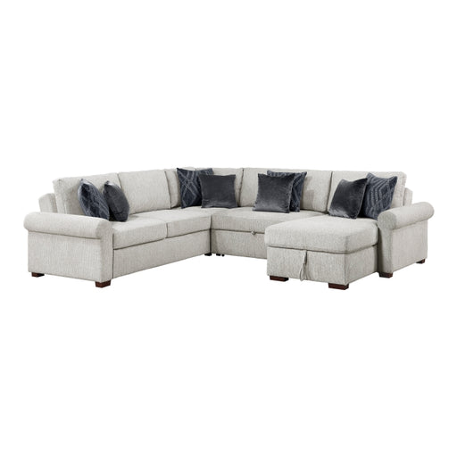 8548GY*5SC15ACLA4 4-Piece Sectional with Reversible Chaise, Pull-out Bed, Hidden Storage and Click Motion Back - 8548GY*5SC15ACLA4