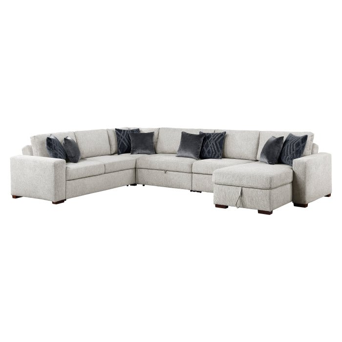 8548GY*6SC15ACLA 5-Piece Sectional with Reversible Chaise, Pull-out Bed, Hidden Storage and Click Motion Back - 8548GY*6SC15ACLA
