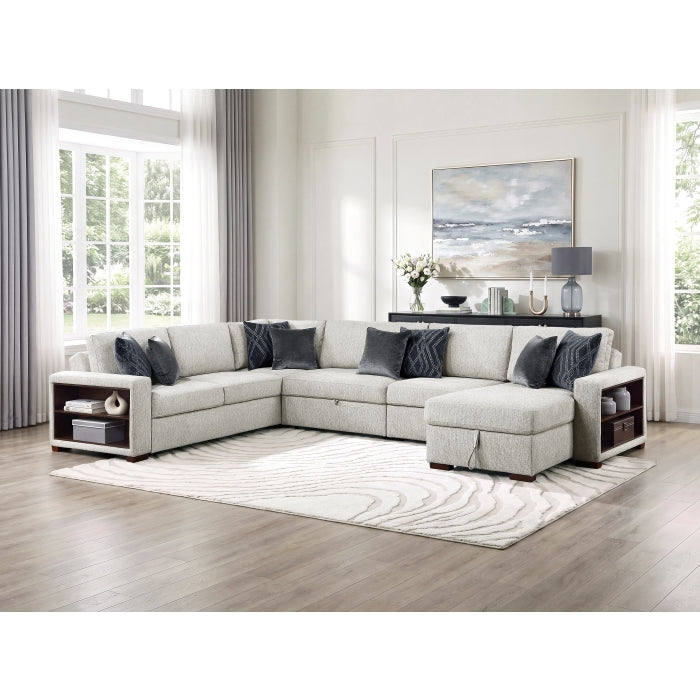 8548GY*6SC15ACLA2 5-Piece Sectional with Reversible Chaise, Pull-out Bed, Hidden Storage and Click Motion Back - 8548GY*6SC15ACLA2