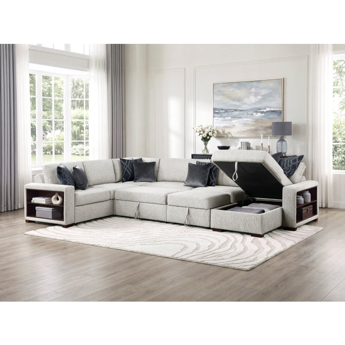 8548GY*6SC15ACLA2 5-Piece Sectional with Reversible Chaise, Pull-out Bed, Hidden Storage and Click Motion Back - 8548GY*6SC15ACLA2
