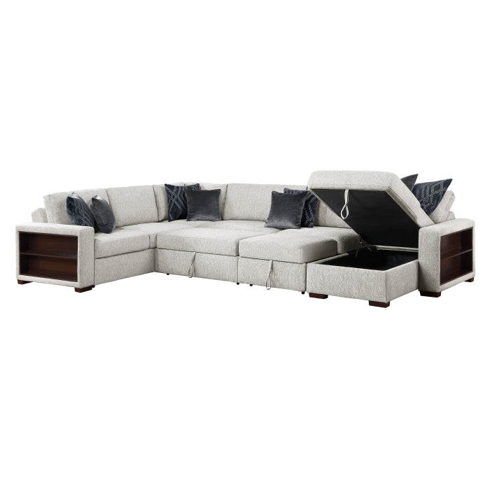 8548GY*6SC15ACLA2 5-Piece Sectional with Reversible Chaise, Pull-out Bed, Hidden Storage and Click Motion Back - 8548GY*6SC15ACLA2