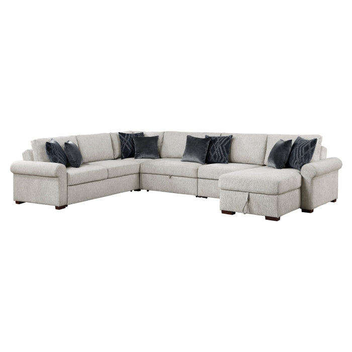 8548GY*6SC15ACLA4 5-Piece Sectional with Reversible Chaise, Pull-out Bed, Hidden Storage and Click Motion Back - 8548GY*6SC15ACLA4