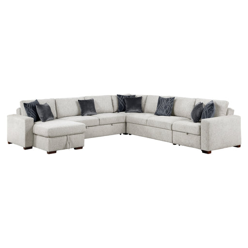 8548GY*6SCACCLA 5-Piece Sectional with Reversible Chaise, Pull-out Bed, Hidden Storage and Click Motion Back - 8548GY*6SCACCLA
