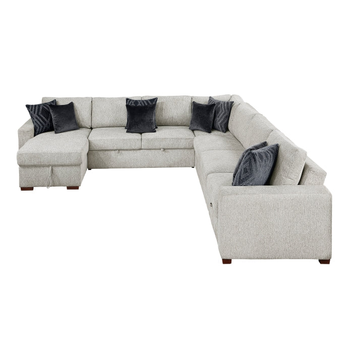 8548GY*6SCACCLA 5-Piece Sectional with Reversible Chaise, Pull-out Bed, Hidden Storage and Click Motion Back - 8548GY*6SCACCLA