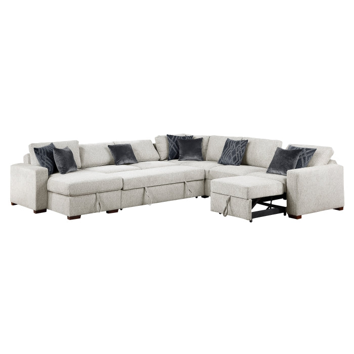 8548GY*6SCACCLA 5-Piece Sectional with Reversible Chaise, Pull-out Bed, Hidden Storage and Click Motion Back - 8548GY*6SCACCLA