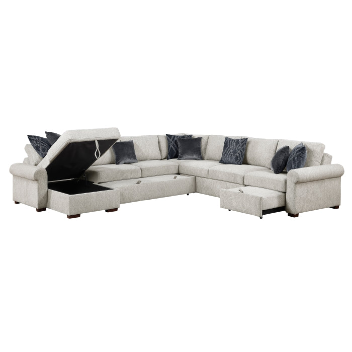 8548GY*6SCACCLA4 5-Piece Sectional with Reversible Chaise, Pull-out Bed, Hidden Storage and Click Motion Back - 8548GY*6SCACCLA4